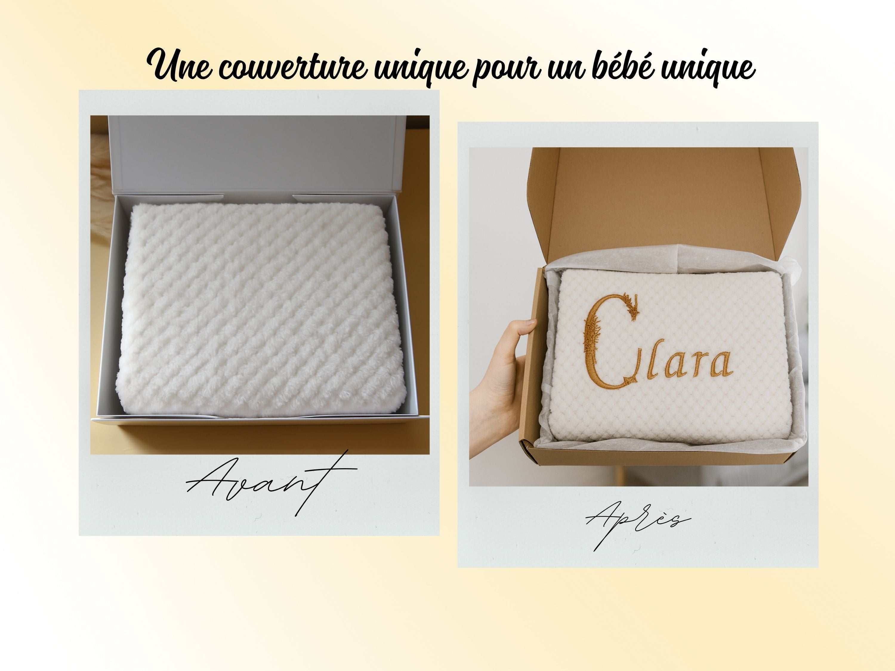 Couverture bébé personnalisée broderie prénom & initiale fleurie