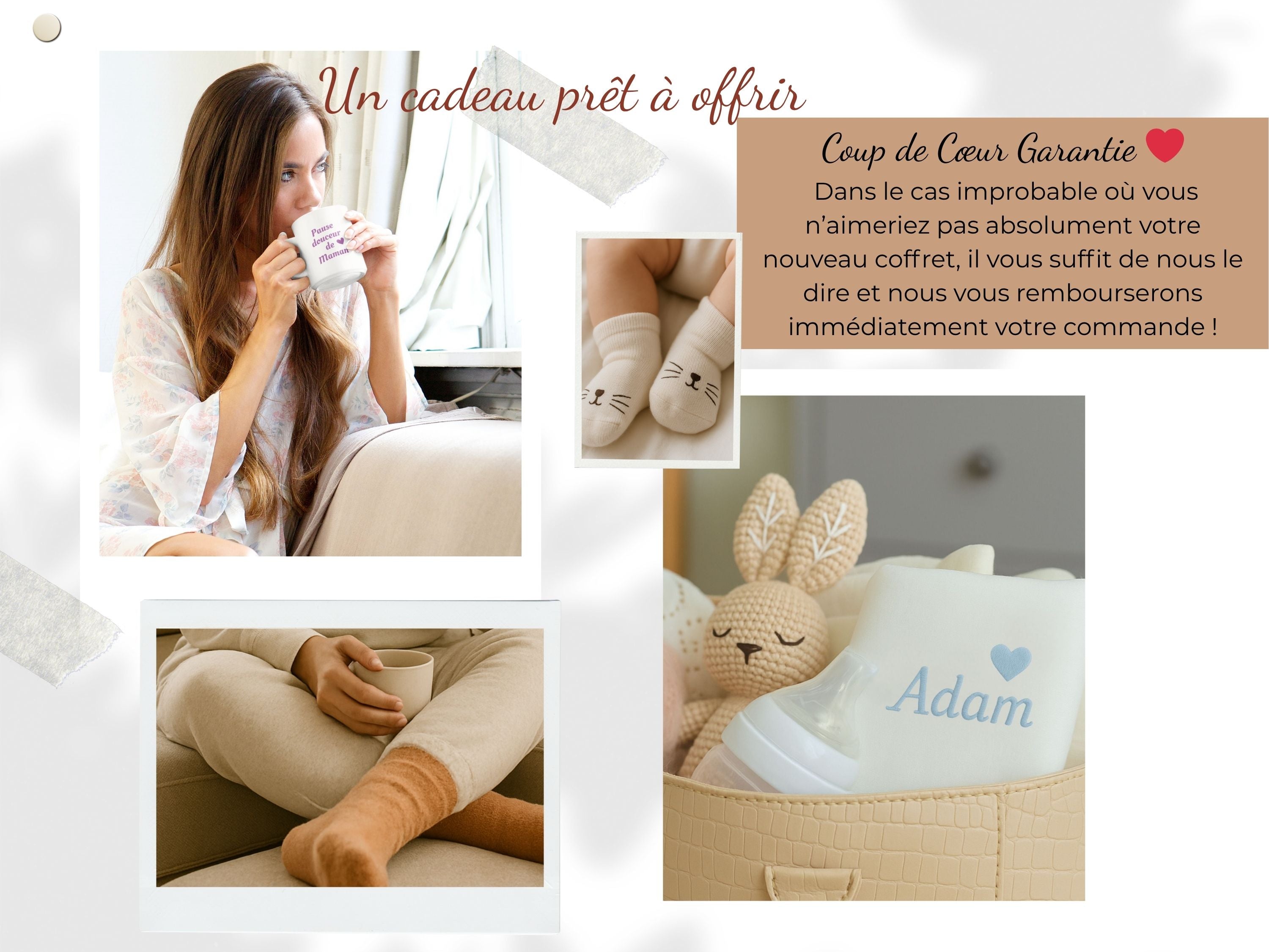 Coffret Cadeau Maman & Bébé Personnalisé lange brodé prénom bébé